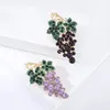 Brooches Delicious Purple Grape Brooch 2 Color Unisex Women Rhinestone Fruit Casual Office Pin Gift