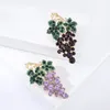 Broches heerlijke paarse druivenbroche 2 kleur unisex vrouwen strass fruit casual kantoor pin cadeau