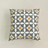 Pillow Cover For Couch Geometric Embroidery Case 45x45cm Grey Yellow Blue Zigzag Squared Home Decoration