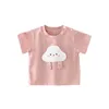 Ensembles de vêtements Summer Born Girls 2pcs Vêtements Set Cartoon Cloud Patchwork Sweet T-shirt Strawberry broderie Short Cost Baby Tenics