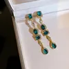 Modegrüne goldene lange Perle Quasten -Drop -Ohrringe für Frauen Vintage Jewelry Party Hochzeit Trendy Dangle 240410