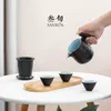 Teaware set Tea Cup Set Travel Quaker Handväska utomhus bärbar infusör Tray Gift Teapot Porslin