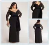 Elegant aline plus size specialtillfällen klänningar spetsar skärm offshoulder vneck 34 långärmad anklelängd damer formella pro4269842