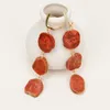 Dingle örhängen g-g naturlig röd korall skiva chunky nugget freeform för lady boho smycken
