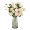 10pcs 5pcs 3 têtes de soie artificielle de la soie européenne fleur de rose pivoine fausses fleurs à la maison jardin décoration de mariage décoration bricolage couronne 240407