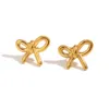 2024 Sweet Cute Bowknot Stud Earrings Silver Gold Plated stainless steel Bow Earrings Jewelry for Women Girls