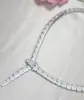 Masowe Leisur Chokers Lady Kobiet mosiądz 18 -karatowe Złote Ustawienie Pełny diamentowy kształt szeroki łańcuch Naszyjniki szkieletowe 5034633
