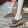 Slippers Summer Wedge Platform High Heels Женщины Slipper Ladies Outde Shoes Basic Slides Flip Flop Sandals