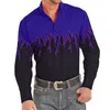 Herren lässige Hemden Western Shirt Grafikdruck Flamme Revers Outdoor Street Langarm gedruckt Knopf Kleidung Mode Design Soft