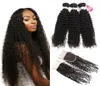 Brésilien Curly pervers avec fermeture 10a Bounchles de cheveux brésiliens vierges brésiliennes avec 44 clôtures moyennes 3 parties66766598557441