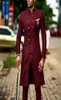 Indian Burgundy Wedding Tuxedos 2 pièces Double Butted Breasted Broom Wear Part Prom Men Blazer SuitJacketpants6728284