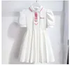 Shortsleeved Summer Childrens Dress Toddler Girls Princess Dresses For Kids Casual Letter Vestido Daily Clothes 3 5 7 10 Years 240413