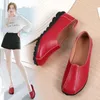 Lässige Schuhe Frauen Mode flache weiche Ladungsstätten Sneakers runde Zehen Frauen Oxford bequeme echte Leder -Plus -Größe