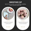 Einwegbecher Strohhalm Saft Glasfutter Servierschale Nordic Style Tasse Fruchtsalat Dessert klarer Plastikmittelbesteck