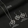 Brincos de colar Set Digit 2024 Heart Hollow Out Crystal e Drop Happy Year Gift for Women Girls Jewelry