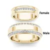 Hoyon deux couples de couleur en or 14K ANNAUX MODIALES FONCTIONNEMENTS Simple Double Row Diamond Rrite pour hommes et bijoux pour femmes 240401