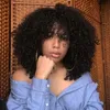 16 Inch Afro Kinky Curly Hair Wigs With Bangs Soft Fluffy Synthetic Fiber None Lace Wigs For Party Cosplay Daily Use 240412