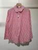 Kvinnors blusar 2024 Womens Fashion Long Sleeve Sexig Casual Red Striped Shirt 0408