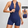 Lu Set Jumpsuit Align Lemon Women Zipper Jumpsuit Yoga Set Backless Sexy One-piece Bodysuit Fiess Quick-dry High Elastic Sportswear Outfits