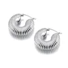 Hoop Earrings 18k PVD Gold Plated Chunky For Women Stainless Steel Twist Thread C Shaped Stripe Earring Jewelry AE23207