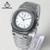 Montre-bracelets MINUTERNECOND VK61 Watch Quartz Motion Mouvement Timing Sapphire Crystal 50 Mettle Imperproof White Dial Men's