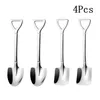 Spoons 2/4PCS Thicken Coffee Spoon Tea-spoon Cutlery Set Stainless Steel Retro Iron Shovel Ice Cream Scoop Creative