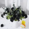 Dekorativa blommor Silk Rose Flower Wedding Artificial Gold Petals Black Fake Head