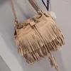 Umhängetaschen 2024 Retro Faux Wildleder Fringe Women Messenger Tasche Handtasche Quaste Handtaschen Crossbody Bag Bolsa Feminina