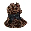 Hundkläder vinter husdjur kläder faux ull leopard klänning fleece varm bowknot kjol katt kläder