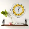 Wanduhren karierte Sonnenblumenuhr Große moderne Küche ess runde Schlafzimmer Stille Hanging Uhr