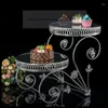 Plaques 1 pc Double couche de 12 pouces Table de gâteau miroir haut de gamme El Buffet West Point Stand de dessert