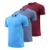 Camisetas masculinas executando camiseta de compressão de futebol respirável moletom esportivo tight sportswear fitness manga curta shirt shry fit erupção cutânea guarda