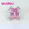 Anelli a grappolo anello CZ rosa brillante con solido 925 sterling in argento zircone pietra bague da donna cocktail party gioiello di alta qualità