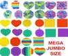 10pcsdhl Mega Jumbo Bubble Pers Board Rainbow Tie Dye Push Bubbles Finger Fun Game Stress Relay