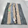 Mattor matta 8 'x 10' lösa trådar mattor 70% läder 25% jute och 10% bomullsblå / naturlig matta