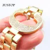 Ice Hip Hop Gold Plated Diamond Letter King Pendant Cuban Link Chain Jewelries Necklace For Men