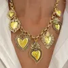 Hänge halsband 2024 guld silver pläterade toner kristna mexikanska katolska heliga hjärtamulet hängen religiösa charms halsband smycken