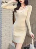 Vestidos casuais France vintage elegante malha vestido de uma peça feminino y2k suéter feminino de estilo coreano