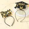 Party Decoration 1Set 6pcs Grad Cap Hoofdband Afgestudeerd Satin Sash 2024 Afstudeerbenodigdheden PO Props Mini Bachelor Hat