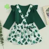 Set di abbigliamento nato bambine galline set di gonna a trifoglio 2 pezzi St Patricks abiti a maniche lunghe gigonnellate con gonne per stenderne.