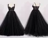 Real Sample 2018 Vintage Black Tulle Wedding Dresses With Lace Applique Spaghetti Straps Sweetheart Lace Up Back Bridal Gowns EN117983085