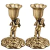 Bougeoirs Ornements de chandeliers européens Dîner de bougies de luxe Dîner Romantic Angel rétro Bronze Home