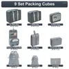 Opbergzakken 9 stks/set verpakking kubussen reisorganisator voor draagkoffers bagagekleding groot waterdicht met toilettas