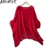 Mulberry Silk Summer Cover-up Femmes Solide Real Scream Clothing Femme Boho Cape Extérieur élégant Pillumage rouge