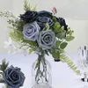 Decorative Flowers 25 Pieces Household El Lifelike Artificial Indoor Outdoor Party Banquet Portable Simulation Roses Purple