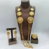 Naszyjniki Ustaw biżuterię z koloru afrykańskiego złota dla damskich Czech Kwiat Długowy łańcuch i z pierścionkami Prezent