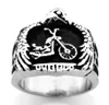 FANSSTEEL Stainless steel punk vintage mens womens jewelry EAGLE HOLD THE MOTOR CYCLE biker ring GIFT FOR BROTHERS SISTERS FSR09W87457488