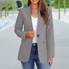 Frauenanzüge schlanke Fit Blazer für Frauen Trendy Jacke Blazer Solid Color V-Ausschnitt Langarm Business Casual Anzug Mantel Basic