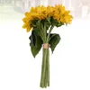 Dekoracyjne kwiaty długie łodygi słoneczniki majsterkowicz realistyczny realistyczny żółty kwiat letni liście wystrój do sali konferencyjnej centrum centralnego punktu