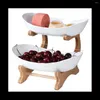 Moules à cuisson Double couche moderne salon en bois Snack multicouche Snack Net Fruit Red Plaque de dessert blanc